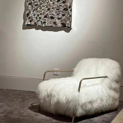 Poltrona lounge minimalista italiana in peluche bianco