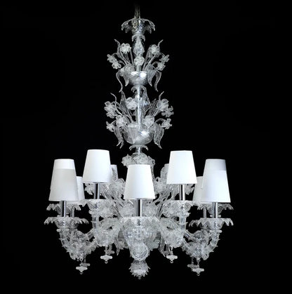 Luxury Crystal Flower Chandelier With Lampshade for Living Room/Staircase/Hotel