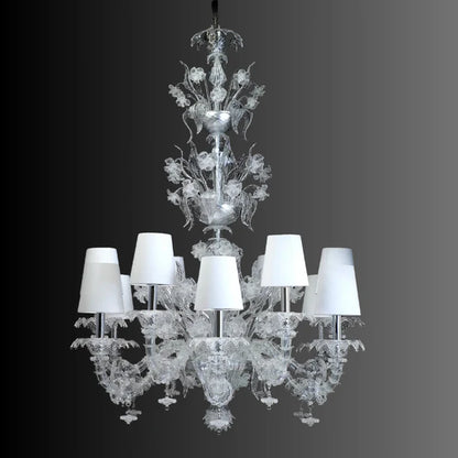 Luxury Crystal Flower Chandelier With Lampshade for Living Room/Staircase/Hotel