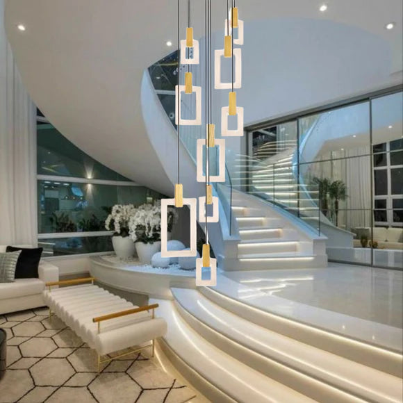 Modern Minimalist Rectangular LED Pendant with White Oak Finish