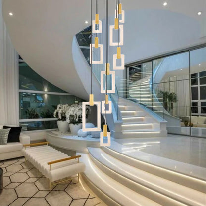 Modern Minimalist Rectangular LED Pendant with White Oak Finish