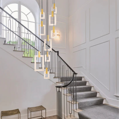 Modern Minimalist Rectangular LED Pendant with White Oak Finish