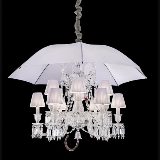 Lampadario di cristallo a lume di candela classico in stile unico con ombrello