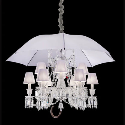 Lampadario di cristallo a lume di candela classico in stile unico con ombrello