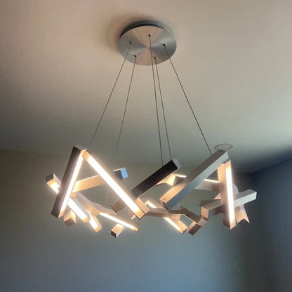 Lampadario moderno a LED in alluminio geometrico rotondo/lineare
