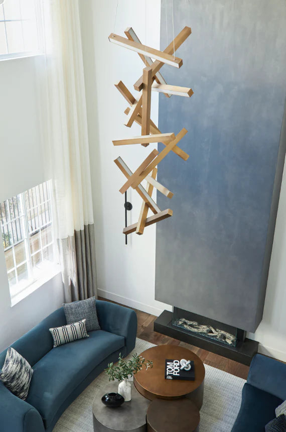 Lampadario geometrico verticale moderno per scale/ingresso/soffitti alti 