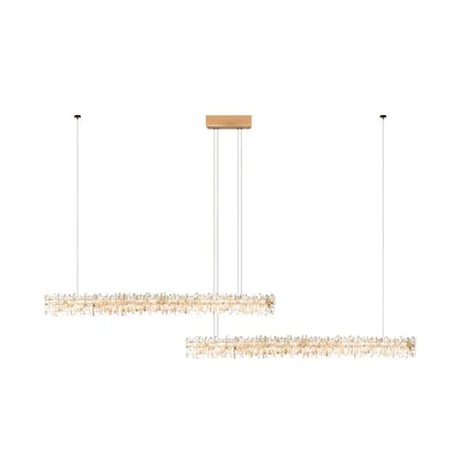 Modern Style Linear Natural Crystal Chandelier