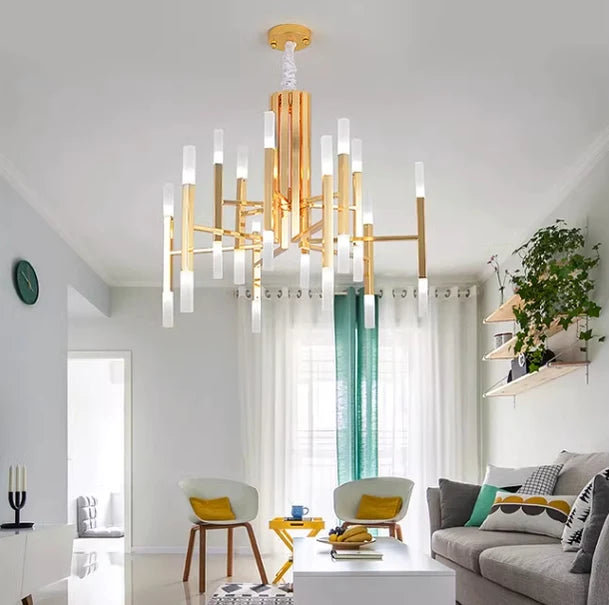 Lampadario postmoderno in acrilico Meteor in oro/nero