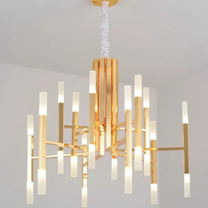 Lampadario postmoderno in acrilico Meteor in oro/nero