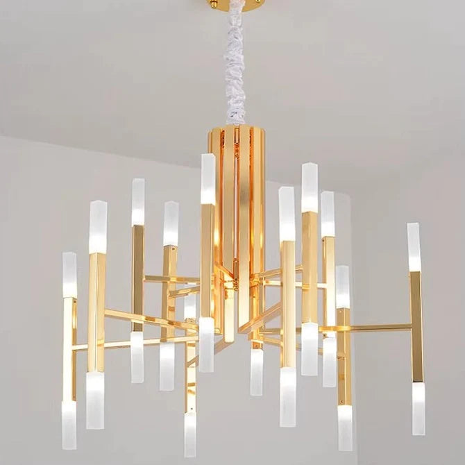 Lampadario postmoderno in acrilico Meteor in oro/nero