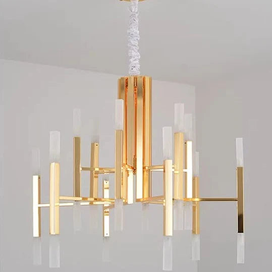 Lampadario postmoderno in acrilico Meteor in oro/nero