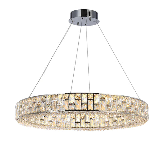 Lustre en cristal rond/ovale de luxe léger pour salon/salle à manger/îlot de cuisine