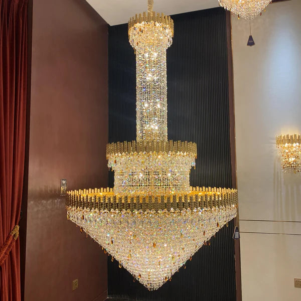 Luxury Golden Wheat Crystal Chandelier for Living Room/Staircase/Foyer