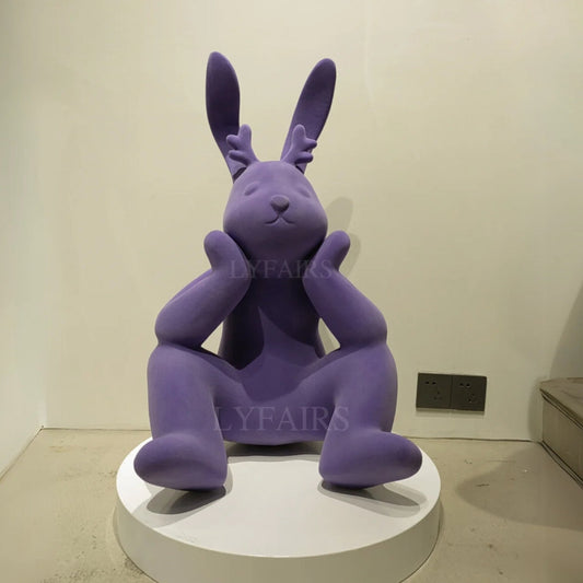Modern FRP Flocked Purple Rabbit