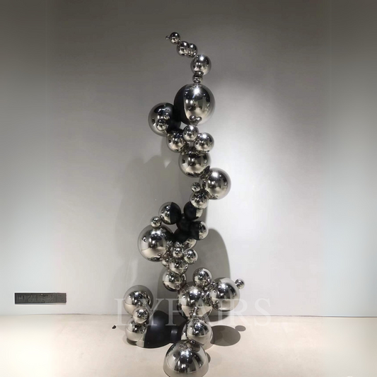 Sculptural Symphony of Floating Spheres in Polished Silver Elegance