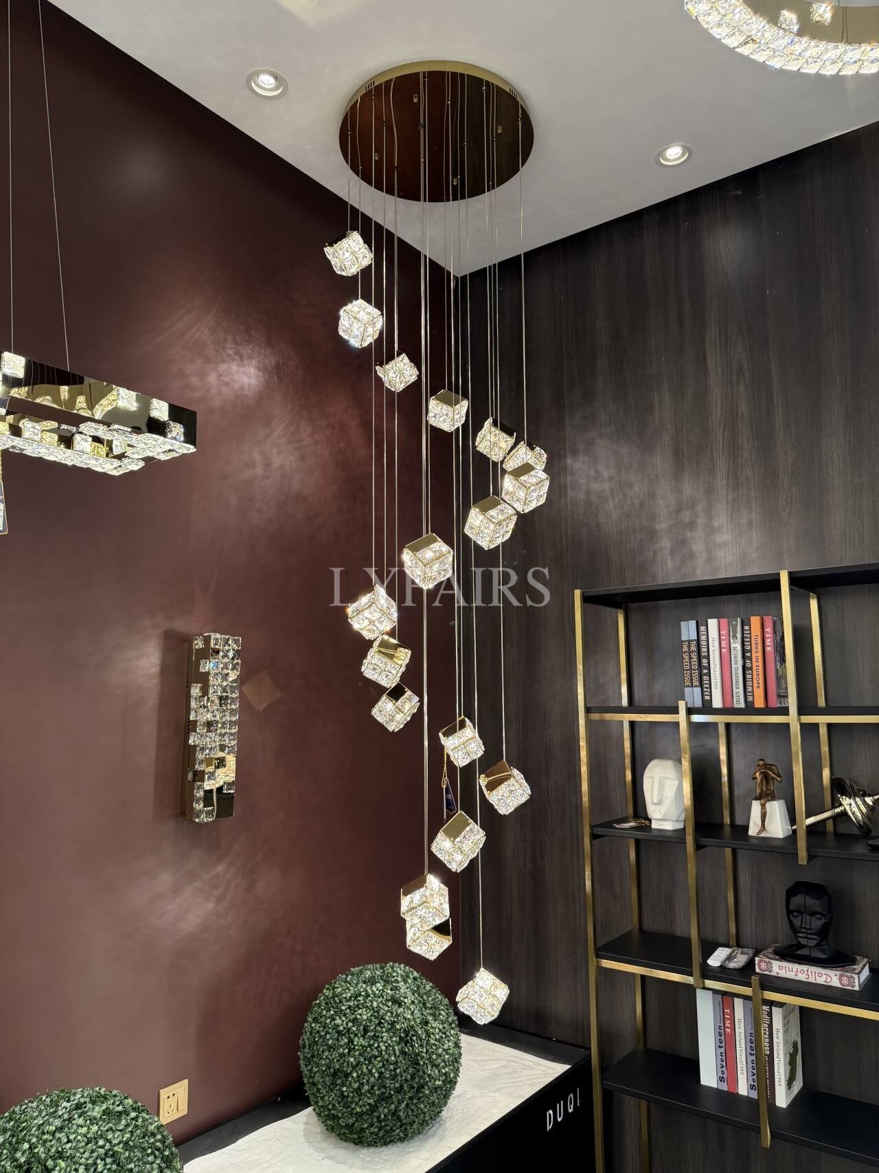 Luxury Floating Crystal Magic Cube Chandelier for High Ceilings