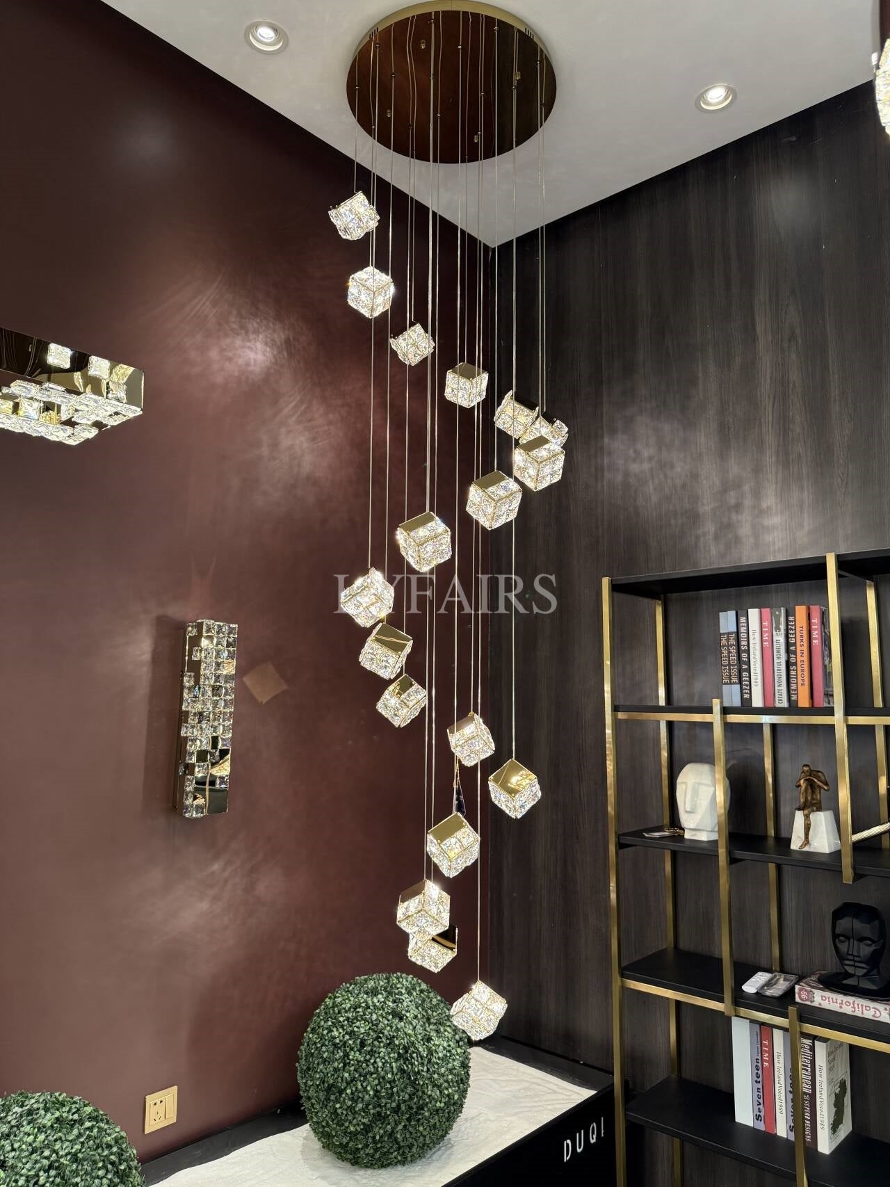 Luxury Floating Crystal Magic Cube Chandelier for High Ceilings