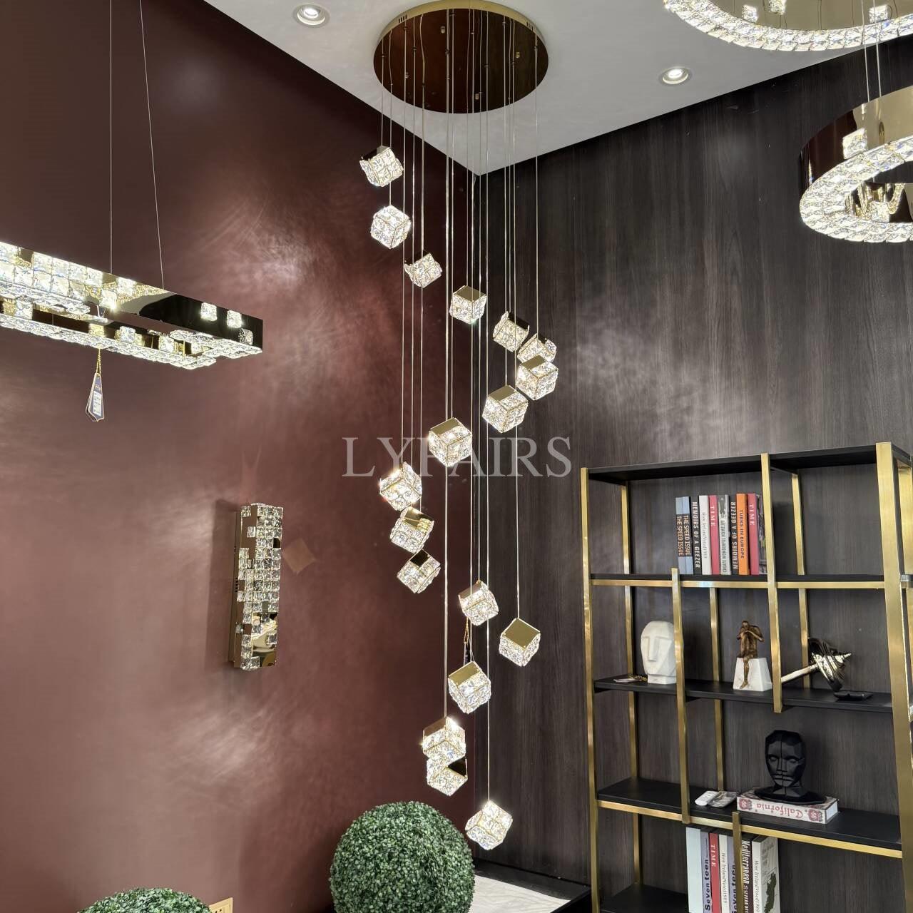 Luxury Floating Crystal Magic Cube Chandelier for High Ceilings