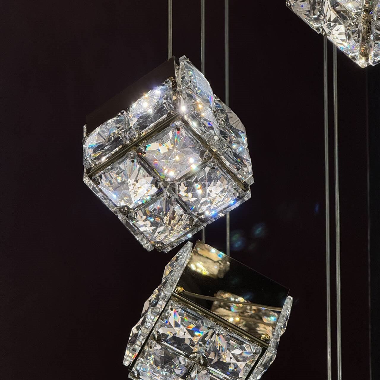 Luxury Floating Crystal Magic Cube Chandelier for High Ceilings