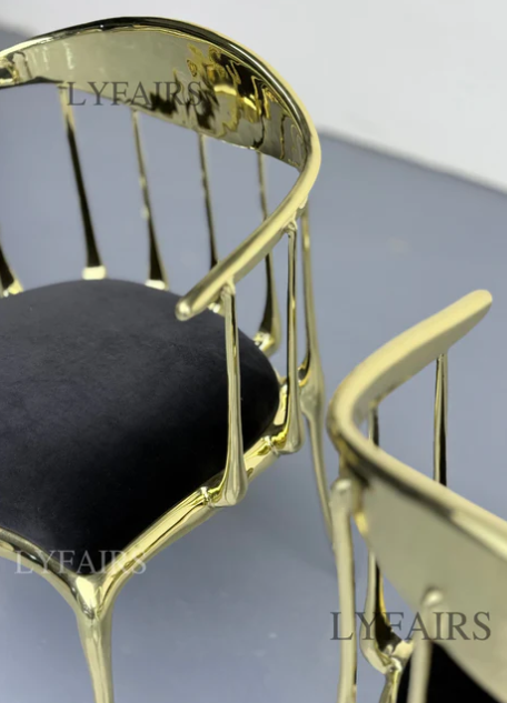 Chaise de salle à manger en velours de style italien en cuivre pur