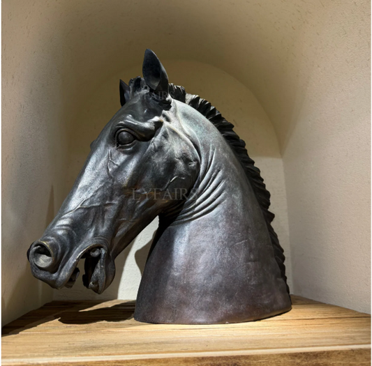 Majestic Stallion Head Classical Horse Bust Sculpture