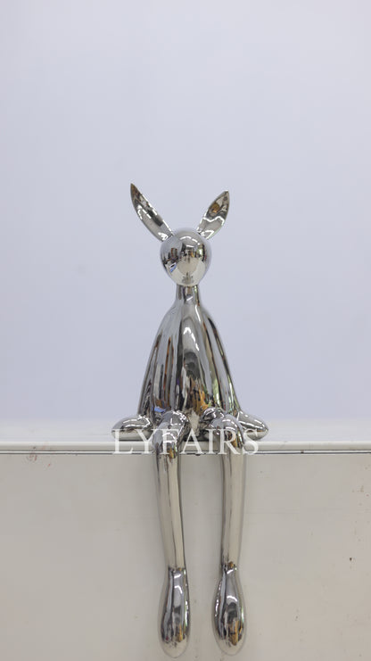 Stainless Steel Sitting Bunny Sculpture