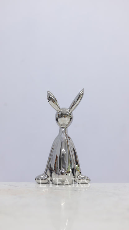 Stainless Steel Sitting Bunny Sculpture