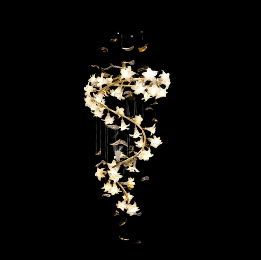 Art Design Brass Branch Ceramic Flower Chandelier
