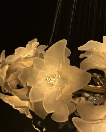 Art Design Brass Branch Ceramic Flower Chandelier