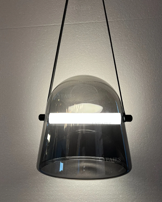 Modern White/Smoky Gray/Clear Glass Pendant
