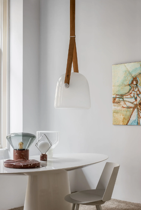 Modern White/Smoky Gray/Clear Glass Pendant