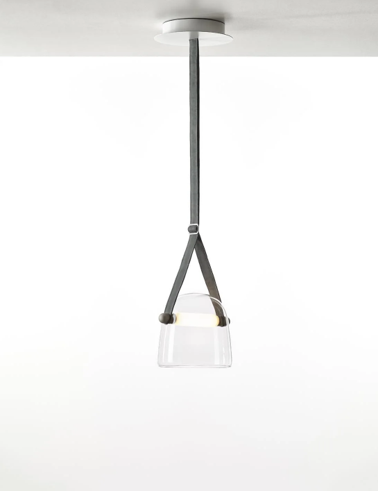 Modern White/Smoky Gray/Clear Glass Pendant