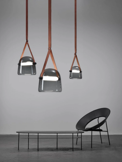 Modern White/Smoky Gray/Clear Glass Pendant
