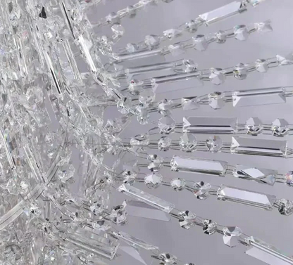 Oversized Art Designer Silver Crystal Long Ceiling Column Waterfall Chandelier