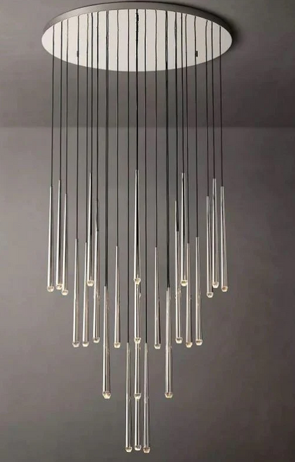 Minimalist Staircase Ceiling Lighting Fixture Foyer Pendant Chandelier In Gold Brass Finish