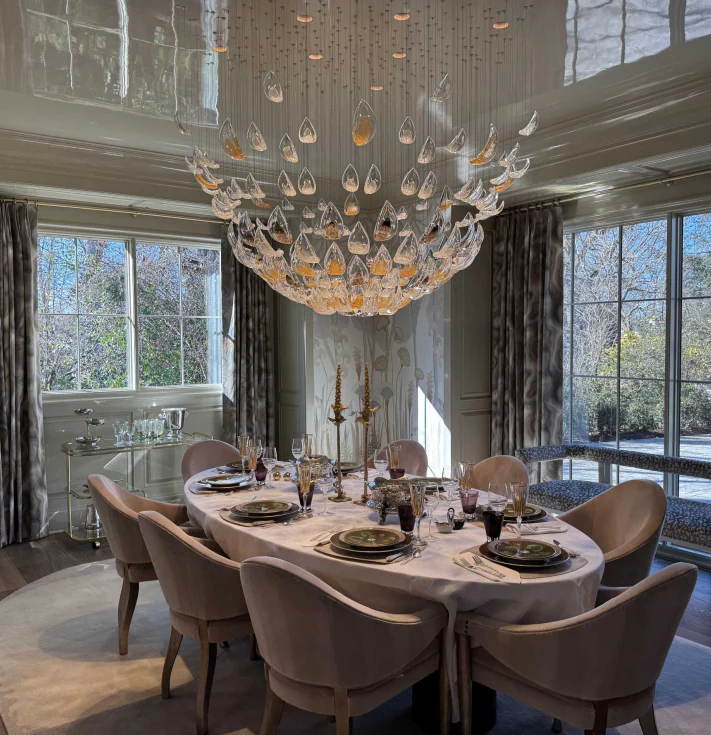 Modern Floating Glass Leaves Chandelier for High Ceiling/Hotel/Restaurant