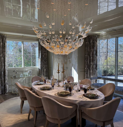 Modern Floating Glass Leaves Chandelier for High Ceiling/Hotel/Restaurant