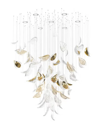 Modern Floating Glass Leaves Chandelier for High Ceiling/Hotel/Restaurant