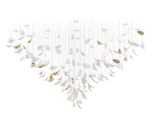 Modern Floating Glass Leaves Chandelier for High Ceiling/Hotel/Restaurant