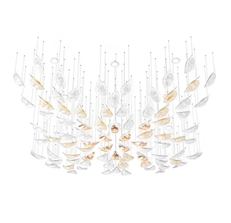 Modern Floating Glass Leaves Chandelier for High Ceiling/Hotel/Restaurant