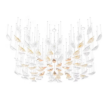Modern Floating Glass Leaves Chandelier for High Ceiling/Hotel/Restaurant