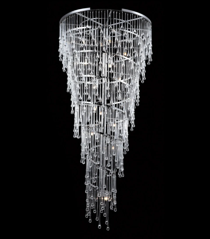 Extra Large Spiral Raindrop Chandelier for High Ceiling