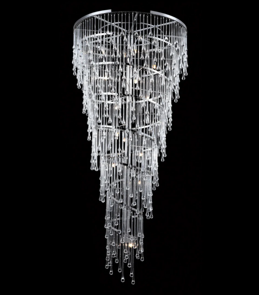 Extra Large Spiral Raindrop Chandelier for High Ceiling
