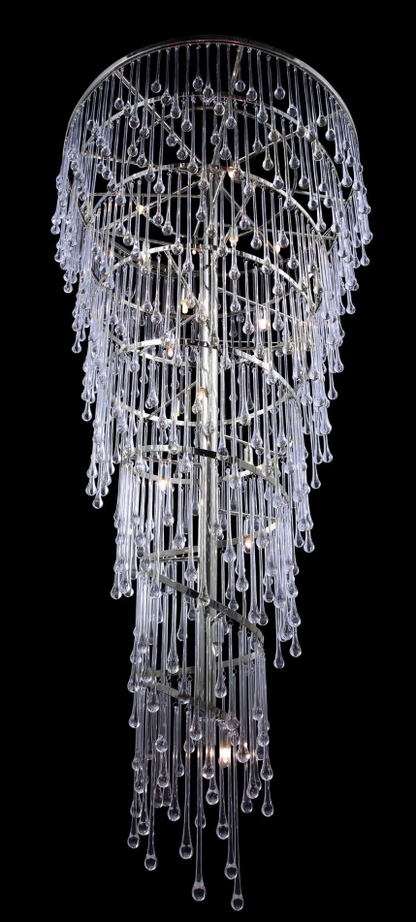 Extra Large Spiral Raindrop Chandelier for High Ceiling