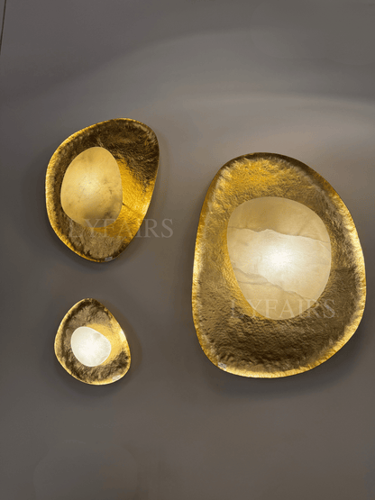Luxury Organic Hammered Pebble Alabaster Wall Light
