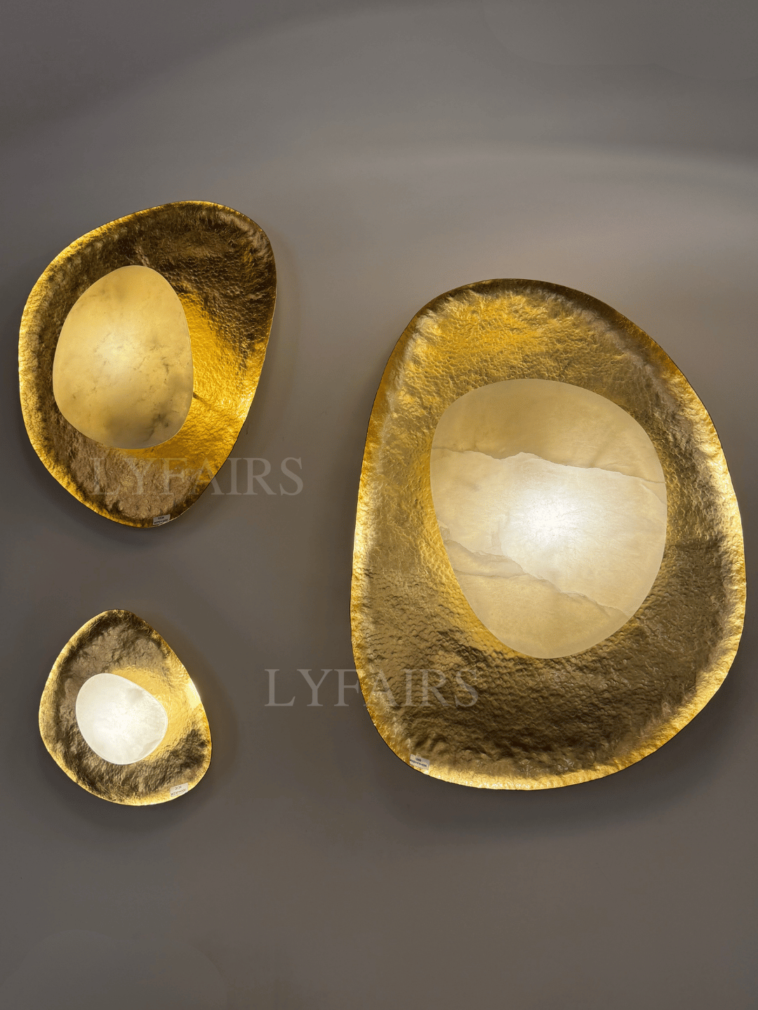 Luxury Organic Hammered Pebble Alabaster Wall Light
