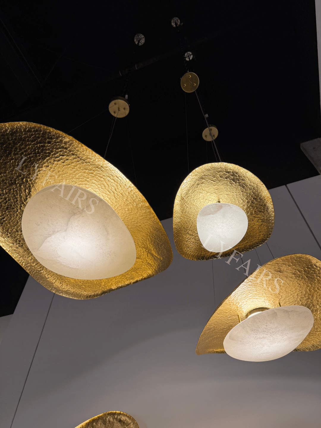 Luxury Organic Hammered Pebble Alabaster Pendant Light