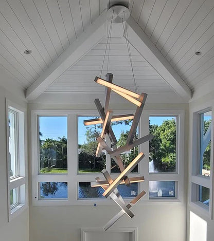 Lampadario geometrico verticale moderno per scale/ingresso/soffitti alti 