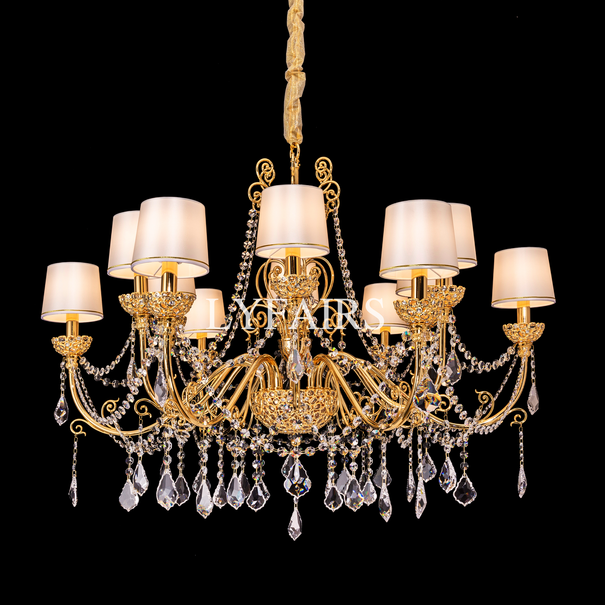Vintage Baroque Palace Style Gilded Crystal Candle Chandelier Collection
