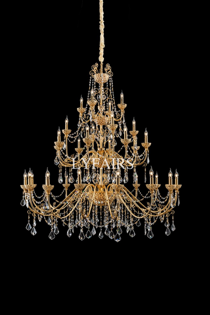 Vintage Baroque Palace Style Gilded Crystal Candle Chandelier Collection